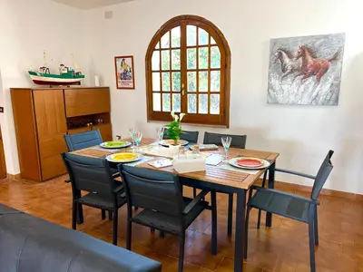 Area soggiorno di Casale fronte mare - villa with swimming pool in front of the beach