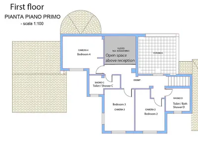 Planimetria di Stunning sea View Villa w/private Pool - 5 Minutes From the Beach!