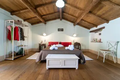 Letto o letti in una camera di Casa storica Austis, Sardegna