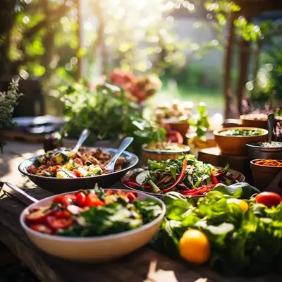Cibo presso il campeggio di lusso o nelle vicinanze