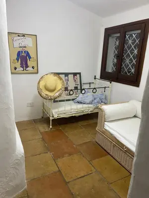 Letto o letti in una camera di Villa Bianca, piscina e panorama
