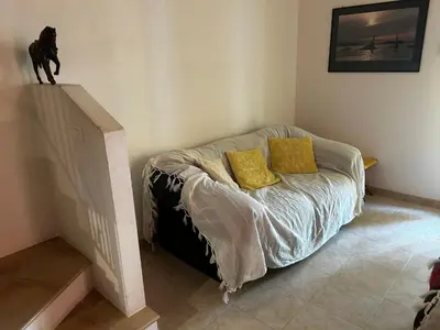 Letto o letti in una camera di Villa Angy a 7 minuti dal mare, aria condizionata