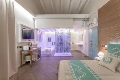 Letto o letti in una camera di Villa Girasole