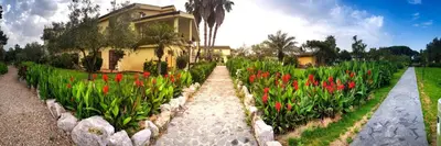 Giardino di Hotel surrounded by greenery with swimming pool in Arborea just 600 meters from the sea