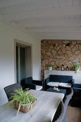 Area soggiorno di Appartamento in residence con piscina