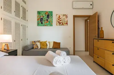 Letto o letti in una camera di Lux Villa Fiorenza, 250 m to beach SouthSardiniaHolidays