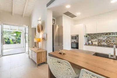 Cucina o angolo cottura di Lux Villa Fiorenza, 250 m to beach SouthSardiniaHolidays