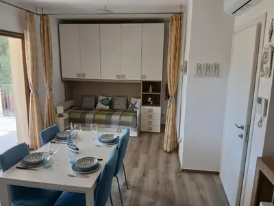 Cucina o angolo cottura di Villa con vista mare - Costa Rei