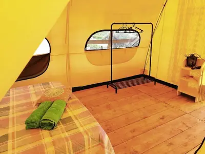Letto o letti in una camera di Agriturismo Glamping Erbe Matte
