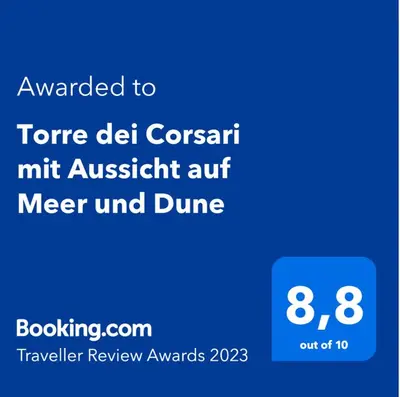 Certificato, attestato, insegna o altro documento esposto da Torre dei Corsari mit Aussicht auf Meer und Dune