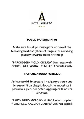 Certificato, attestato, insegna o altro documento esposto da Hotel Aristeo