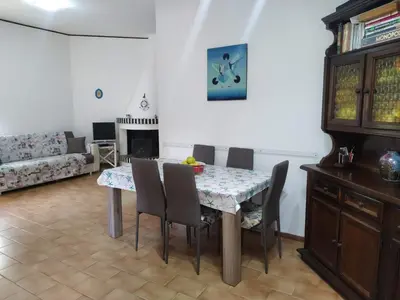 Area soggiorno di Villa Ginepro Sardegna Santa Margherita di Pula mare blu