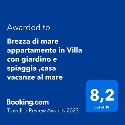 Certificato, attestato, insegna o altro documento esposto da Brezza di mare appartamento in Villa con giardino e spiaggia ,casa vacanze al mare
