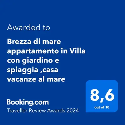 Certificato, attestato, insegna o altro documento esposto da Brezza di mare appartamento in Villa con giardino e spiaggia ,casa vacanze al mare