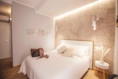 Letto o letti in una camera di Villa Teresina