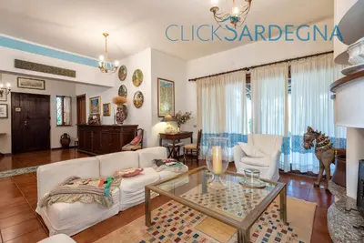 Area soggiorno di Villa right on the beach a Santa Margherita di Pula for 12 people