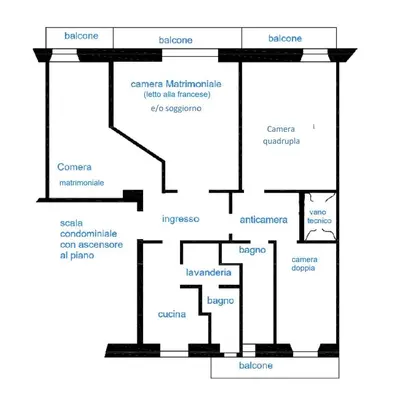 Planimetria di Large and cosy apartment in the centre of Cagliari
