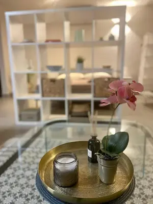 Letto o letti in una camera di Loft incantevole a Cagliari in zona residenziale