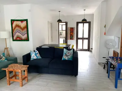 Area soggiorno di Villa del Brigante, 200m from the beach, 80m², 2 bedrooms, 4-5 persons